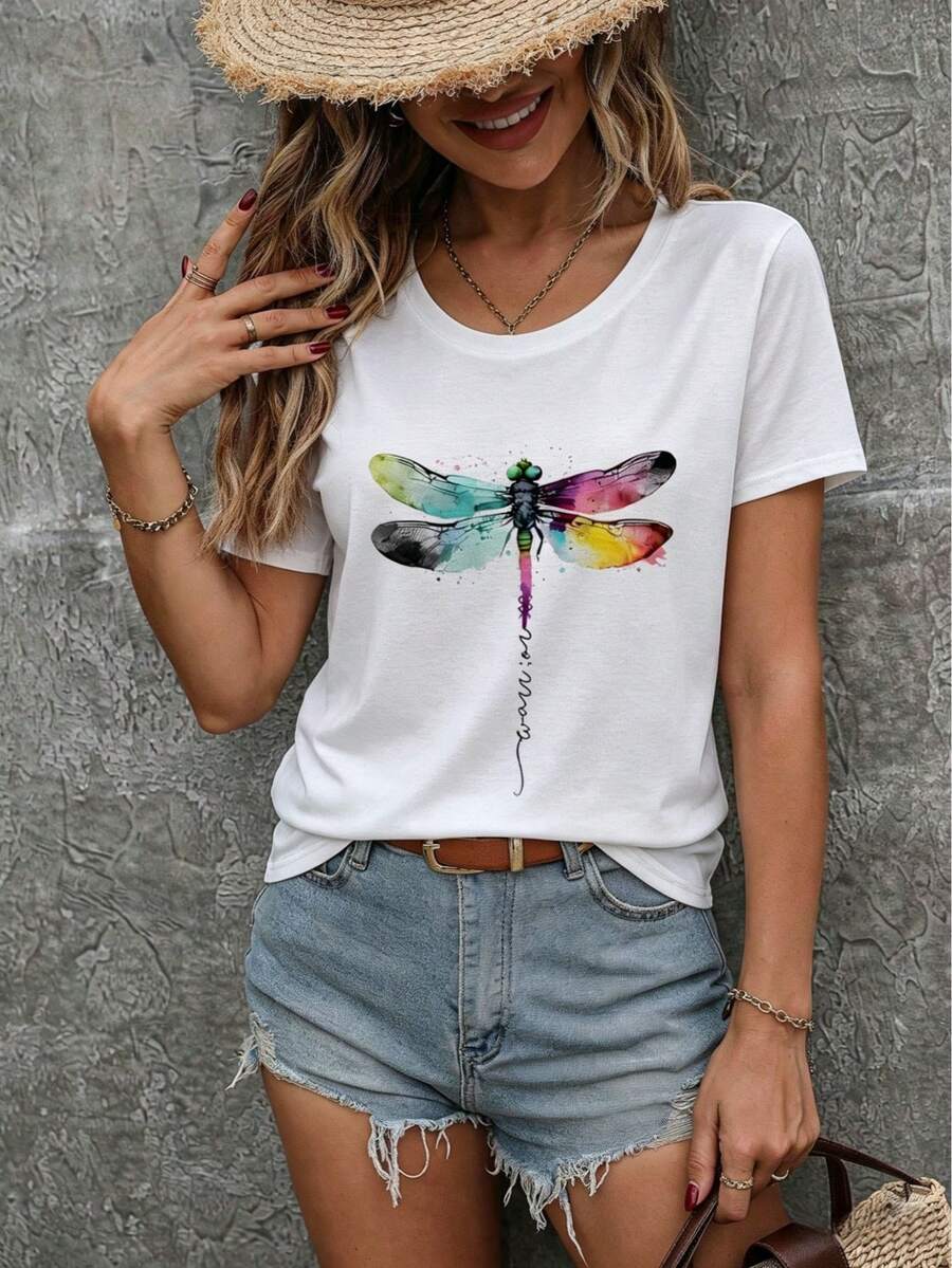 Camiseta de mujer 2026, cuello redondo, manga corta, estampada, corte holgado, estilo deportivo y casual, perfecta para verano, envío nacional. - Blanco - Ver 1