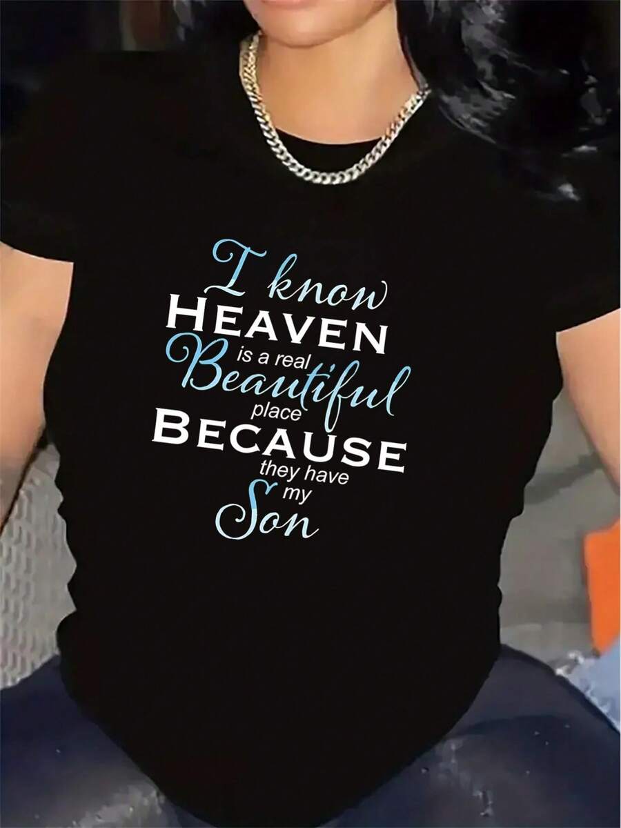 Women's Short Sleeve T-Shirt, Classic Style, Lightweight, Cool, Versatile, Summer, Elegant Design, Casual, Lightweight, For Everyday Summer Wear - 黑色 - View 1