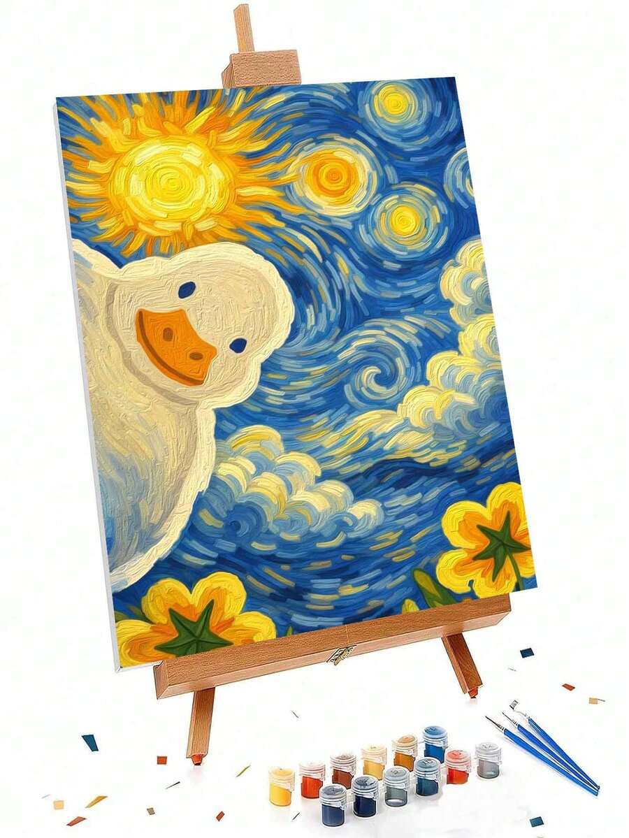 40x50cm/16x20in 鴨子星空 DIY 數字油畫 手作手工 成人居家裝飾 節日禮物 - 40*50厘米 - 查看 1