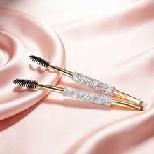 Brocha para delineador de ojos y cejas premium para mujer en oro rosa, brocha para delineador de ojos con decoración de purpurina brillante, brocha de maquillaje premium, adecuada para principiantes de maquillaje, cabezal de brocha para rímel, barata, asequible, brocha para pestañas con mango largo, brocha para pestañas portátil, set de brochas para maquillaje de pestañas, adecuada para injerto de pestañas, brocha para cejas, brocha para sombra de ojos, brocha espiral, herramientas de belleza - Multicolor - Ver 10