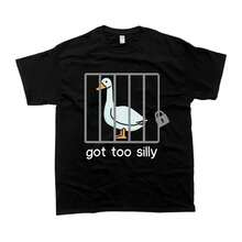 [100% Algodón] Sudadera Silly Goose Got Too Silly, Camiseta Unisex, Regalo para Él, Regalo para Ella, Camiseta para Hombre, Camiseta para Mujer, Camiseta de Golf para Hombre y Mujer. - Negro - Ver 1
