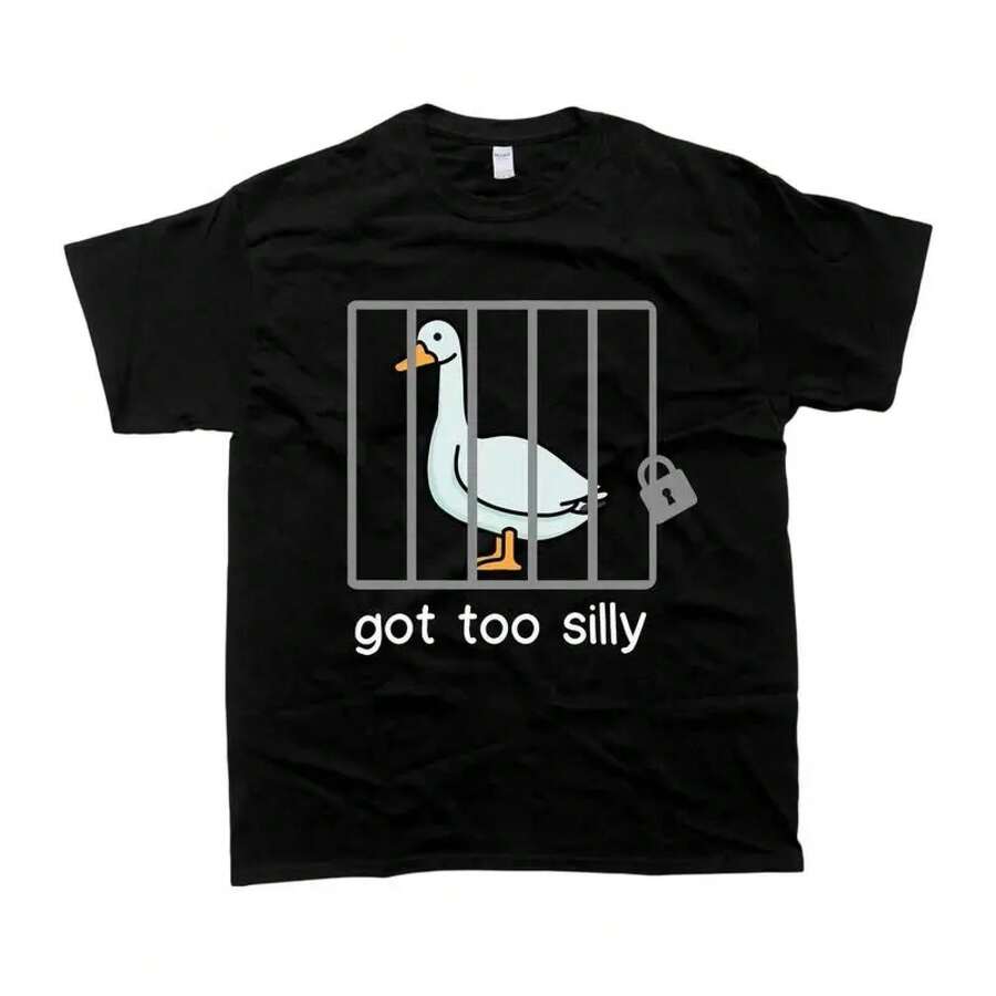 [100% Algodón] Sudadera Silly Goose Got Too Silly, Camiseta Unisex, Regalo para Él, Regalo para Ella, Camiseta para Hombre, Camiseta para Mujer, Camiseta de Golf para Hombre y Mujer. - Negro - Ver 1
