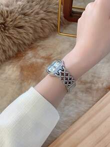 1pc Women's Minimalist Fashion New Diamond-Studded Quartz Watch, Gold/Silver Color, Suitable For Daily Wear And Decoration - Silver - View 5