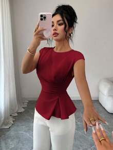 de primavera para mujer para exteriores, adecuado para Año Nuevo, Día de San Valentín, Pascua, Día de la Madre, fiesta de Oriente Medio, boda, elegante vacación romántica francesa, lugar de trabajo, vestido de cuello barco con cintura rec - Rojo - Ver 5