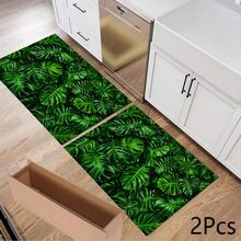 1pc Green Palm Leaf Print Absorbent Mat/Drying Mat For Coffee Maker, Dishes - Polyester Absorbent Desktop Protective Mat With Rubber Anti-Slip Pad, For Kitchen Counter Decor, Home Bar And Dining Table - Multicolor - View 11