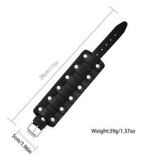 1pc Punk Style Rivet Black Leather Bracelet, Vintage Fashion Accessory For Men, Gift For Him - Black - View 2