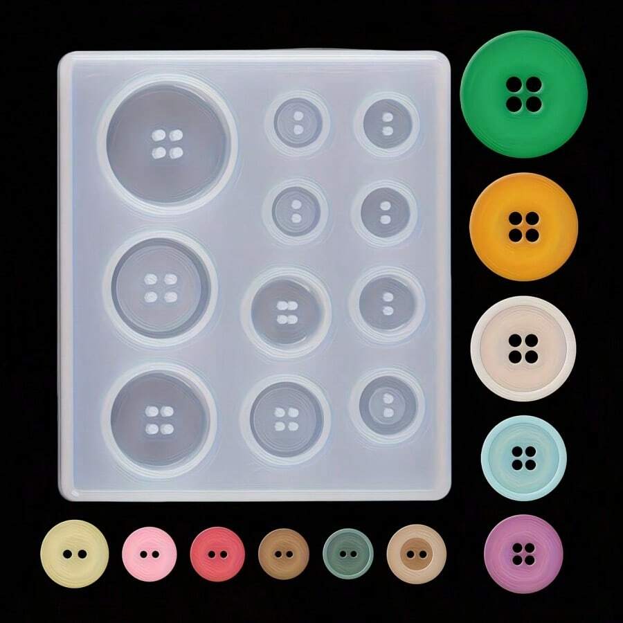 SILIKE LUFEI DIY Clay Mold 1pc Full Sheet Large & Small Button Ornament Mold, Suitable For Resin, Plaster, Candle, Aromatherapy Products, Home Decor, Display Stand, Silicone Mold - Full-size Button Mold - View 1