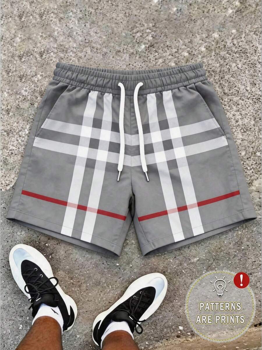 Men's Statement Print Shorts Fashion Designer Patterned Casual Daily Wear Shorts - 灰色 - 查看 1