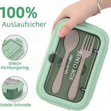 1pc Pink Bento Lunch Box, Divided Storage Design With Spoon & Fork, Suitable For Microwave & Dishwasher, Great For Office, Outdoor, School, Picnic, Student Lunchbox - Multicolor - View 9