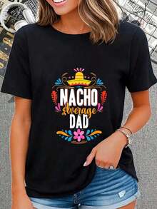Camiseta Familiar a Juego para el Cinco de Mayo, Estilo "Nacho Average Dad", Camiseta Casual de Manga Corta para Hombre, Playeras de Mujer - Negro - Ver 7