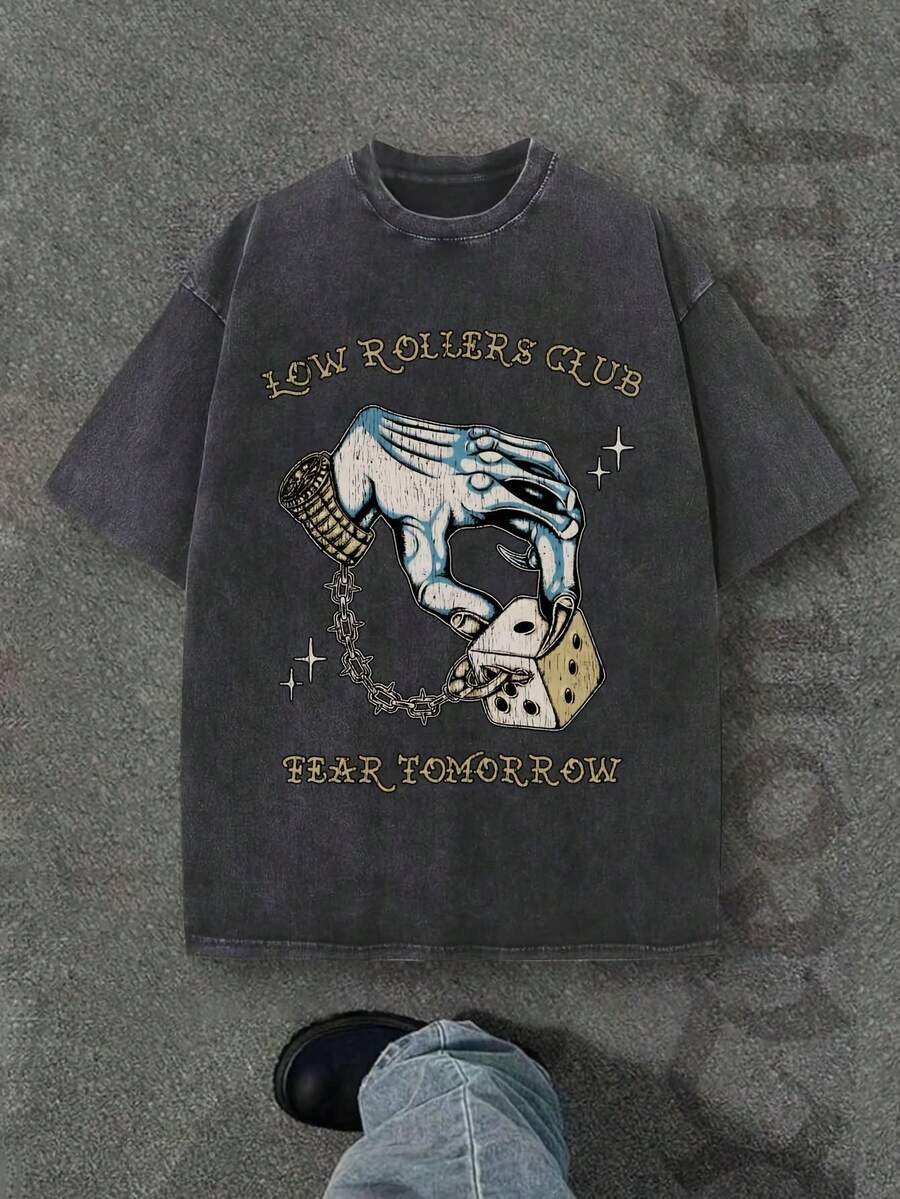 Camiseta casual vintage cómoda y lavada para mujer, camiseta de manga corta con cuello redondo,% algodón lavado y versátil para hombre, adecuada para uso diario y atuendos de, estilo unisex. - Negro - Ver 1