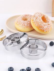 1pc Stainless Steel Donut Molds,DIY Donut Pressing Molds,Dough Cutting Molds,Mousse Rings, Hand Pressed Stainless Steel Donut Cutting Molds,Kitchen Baking Accessories,Suitable For Homemade Donuts, Bagels,Cakes - Multicolor - View 4
