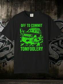 Off-Road Adventure - Funny Four-Wheel Drive Print T-Shirt, Women's Shirts, Women's Sweatshirts, Women's Casual Summer Sweater Blouse, Prom Dresses - 黑色 - 查看 6