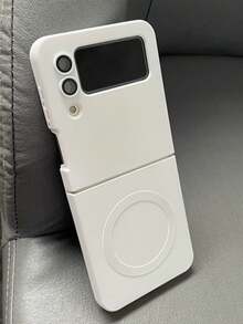适用于三星 Galaxy Z Flip 7 Z Flip6 Z Flip 5 Z Flip4 3 5G 的奢华喷漆哑光软壳，支持磁吸无线充电后盖 - 白色 - 查看 4
