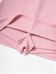 corta de unicolor casual para mujer, conjunto de faldas pantalón de verano con falda y pantalón corto interior, dos piezas para damas, faldas pantalón de mezclilla de cintura alta para mujer - Rosa - Ver 7