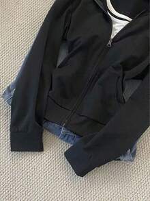 Sudadera casual de mujer de unicolor - Negro - Ver 5