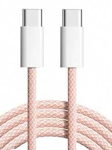 3英尺 USB-C 转 USB-C 充电线，兼容 17、16、15，加粗编织线，支持快速充电，适用于 17、16 Pro Max、15 Pro、16、16e、15、Air - 白色 + 粉色 + 蓝色 - 彩色 - 查看 12