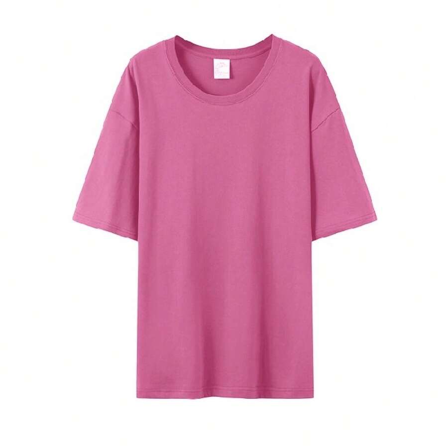 Women's Casual Printed T-Shirt, Short Sleeves, Round Neck, Spring/Summer Urban Fashion Unisex T-Shirt. WHZ8 - 玫紅色 - 查看 1