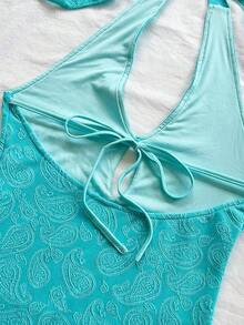 Vestido mini casual para vacaciones, boda en la playa, graduación, brunch, Día de San Patricio, vacaciones de primavera, Pascua, festival de música, elegante bohemio, tropical elegante sin tirantes, hombros descubiertos, espalda descubierta para of - Agua verde azul - Ver 5