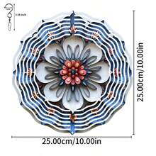 1 buah Lonceng Angin Mandala 3D - Dekorasi Taman Logam Berputar yang Cantik, Cocok untuk Estetika Halaman dan Luar Ruangan, Hadiah Natal atau Tahun Baru yang Sempurna, Tidak Membutuhkan Baterai (Liontin Tidak Termasuk), Gaya Acak - A - View 3