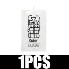 3pcs Hanging Transparent Vacuum Compression Storage Bags, Wardrobe Organizer Bags For Clothes, Coats, Down Jackets, Dust Cover - White - View 10