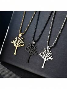 Dây chuyền mặt dây hình cây sự sống bằng thép không gỉ thời trang - Thiết kế rỗng màu bạc, phụ kiện sành điệu - Nhiều màu - Xem 2