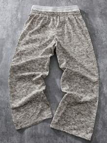 Vintage Distressed Dual-Layer Drawstring Loose Straight Leg Casual Pants, Men - Light Grey - View 3