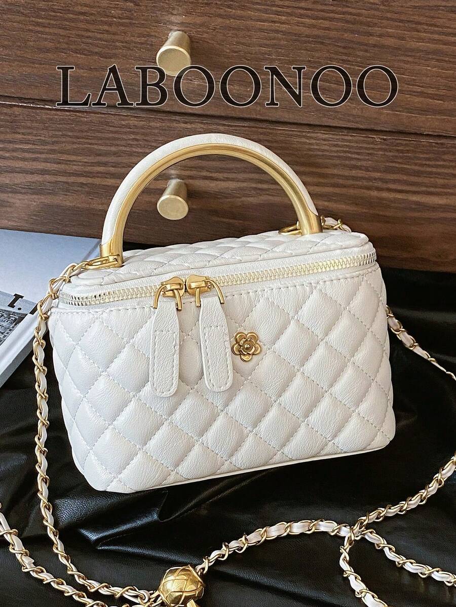 Solid Color Fashionable Elegant Versatile Women Handbag & Shoulder Bag - White - View 1