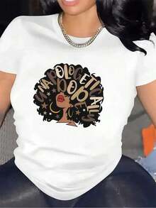 Camiseta De Manga Corta Para Mujer | Ligera Y Duradera, Con Diseño Gráfico "We Got This", Cuello Redondo, Perfecta Para Uso Casual En El Hogar, Restaurante O ExterioresWomen Standard Size Casual T-Shirt Breathable Lightweight Short Sleeve Tee - Blanco - Ver 7