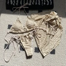 Bikini Sexy de 3 Piezas para Mujer, Serie Candy, Tela Especial – Traje de Baño de Playa - Violeta - Ver 4