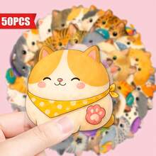 50pcs Cute Cat Stickers, Adorable Cartoon Healing Waterproof Decals For Water Bottles, Phone Cases, And Luggage - 50 Cat Stickers - View 6