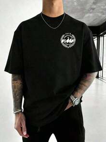 GiftCamiseta de hombre con patrón de doble cara con el logo , camiseta con temática de motocross, camiseta de manga corta de alta calidad 100% algodón, un artículo de moda imprescindible para el verano, cuello redondo, corte holgado, estilo Y2K Street Hip-Hop para hombres y mujeres, ideal para entusiastas de las carreras todoterreno y el regalo perfecto para amigos. Suave - Negro - Ver 4