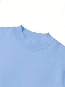 Men's Half-Turtleneck Short Sleeve Knit Top - Baby Blue - View 3