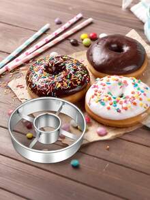 1pc Stainless Steel Donut Molds,DIY Donut Pressing Molds,Dough Cutting Molds,Mousse Rings, Hand Pressed Stainless Steel Donut Cutting Molds,Kitchen Baking Accessories,Suitable For Homemade Donuts, Bagels,Cakes - Multicolor - View 8
