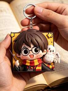 Harry Potter 哈利波特 2D 壓克力鑰匙圈，可愛 Q 版哈利搭配海德薇與魔杖設計，魔法世界收藏配件，迷人的 Q 版風格哈利與他的忠誠貓頭鷹海德薇和標誌性魔杖。由高品質 2D 壓克力製成，這款扁平鑰匙圈輕巧、耐刮，且設計耐日常使用。 - 鑰匙鏈 - 查看 5
