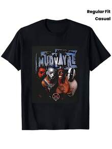 Camiseta unisex de la banda Mudvayne, hecha de tela suave y pura, una prenda básica de estilo casual urbano adecuada para todas las estaciones, versátil para cualquier época del año, asequible para el uso diario y un regalo de Navidad perfecto para fans y amigos, camiseta de mujer, hecha localmente. - Negro - Ver 1