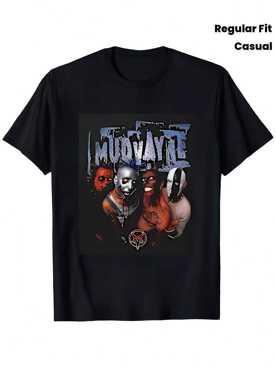 Camiseta unisex de la banda Mudvayne, hecha de tela suave y pura, una prenda básica de estilo casual urbano adecuada para todas las estaciones, versátil para cualquier época del año, asequible para el uso diario y un regalo de Navidad perfecto para fans y amigos, camiseta de mujer, hecha localmente. - Negro - Ver 1