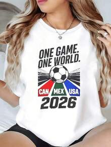 Balón de fútbol con las banderas de Canadá México y Estados Unidos simbolizando unión pasión deportiva y espíritu global rumbo al 2026 camiseta de mujer casual cómoda y moderna - Negro - Ver 6