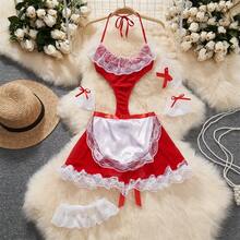 Vestido ajustado de Navidad para mujer, Vestido corto con lentejuelas y tirantes rojos, vestido de noche Sexy ajustado para fiesta y Club, minivestido erótico de conejito para Cosplay - QD360-Rojo - Ver 5