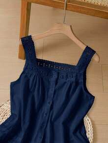Camiseta de tirantes para mujer, estilo de moda minimalista, adecuada para el verano - Azul marino - Ver 4