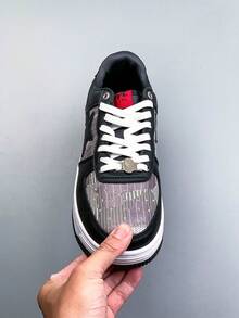 Giày thể thao A BATHING APE Bape Casual Skate Shoes, giày sneaker bóng bẩy với logo ngôi sao phối màu tương phản, kẻ caro đen đỏ, unisex. - kẻ sọc đen đỏ - Xem 6