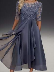 A Robe Fit For An Ethereal Nymph, Chiffon That Flows Like A Breeze, Lace Appliqués With Dreamy Openwork, The Essence Of Light And Romantic Elegance, Perfect For Being The Ideal Muse At Weddings And Celebrations. - 紫色 - 查看 4