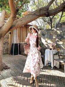Women Long Dresses - Pink - View 11