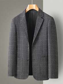 Officeau Men's Plaid Blazer Jacket, Lightweight Business Casual Outerwear For Spring Autumn - Grey - View 14