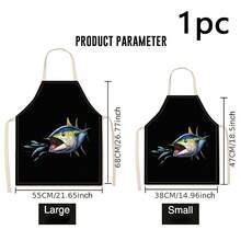 1pc, Home Decor, Predatory Tuna Pattern Printed Apron, Sleeveless, Neck Strap Design, Suitable For Cooking, Baking And Entertainment, Perfect For Home Dining, Parties, Outdoor BBQ Parties, Baking Apron|Vibrant Apron|Polyester Apron|Printed Apron - Multicolor - View 10