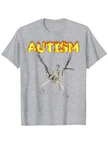 Autism Skeleton Meme T-Shirt - Black - View 6
