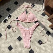 Nuevo bikini de dos piezas con tirantes ajustables, dulce y sexy. - Rosa Fucsia - Ver 2