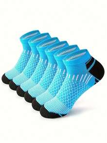 6/12 Pairs Value Pack Men's Sports Socks, Thin Mesh Breathable Socks For Spring/Summer, Minimalist Contrast Color Design, Comfortable & Lightweight, Suitable For Running, Gym, Hiking - Multicolor - View 14