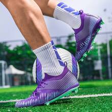 Unisex FG Soccer Cleats, Breathable Knit Firm Ground Soccer Shoes For Training & Matches - Màu tím - Xem 11