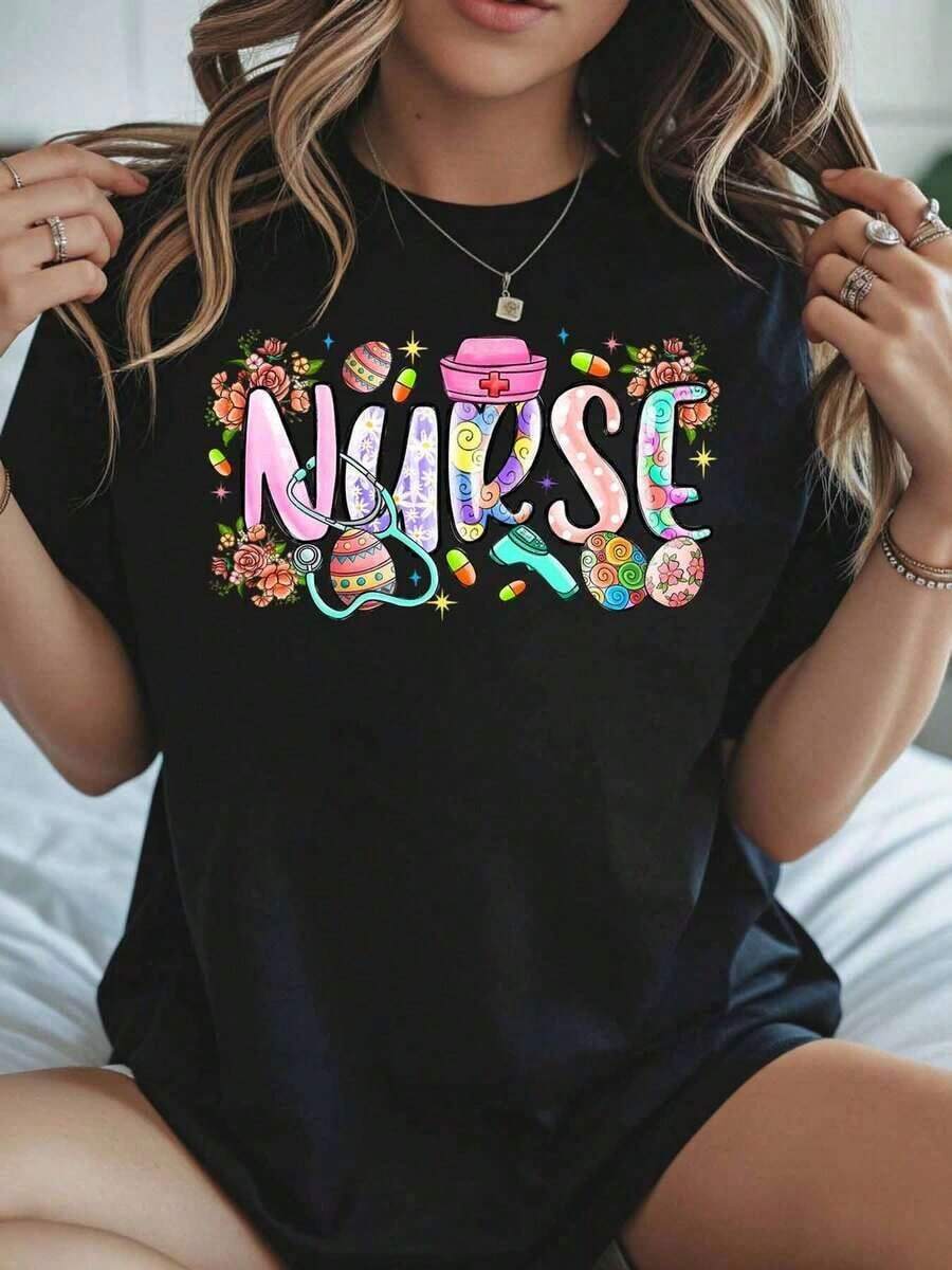 Camiseta de Enfermera 2026 con Diseño Médico Colorido para Mujeres Profesionales de la Salud, Idea de Regalo Genial para Mujeres - Negro - Ver 1